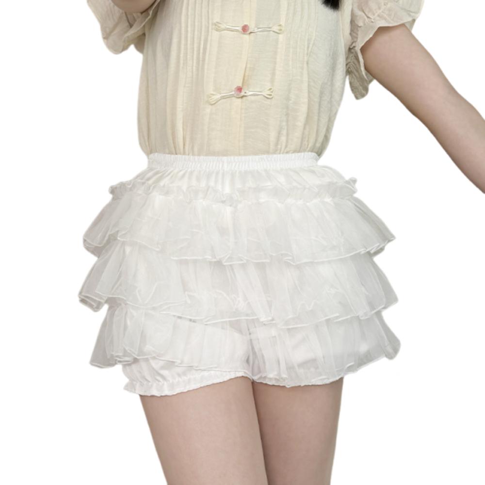 Anti Exposure JK Petticoat Elastic Tutu Puffy Skirt Comfortable Lace Pumpkin Pants Women