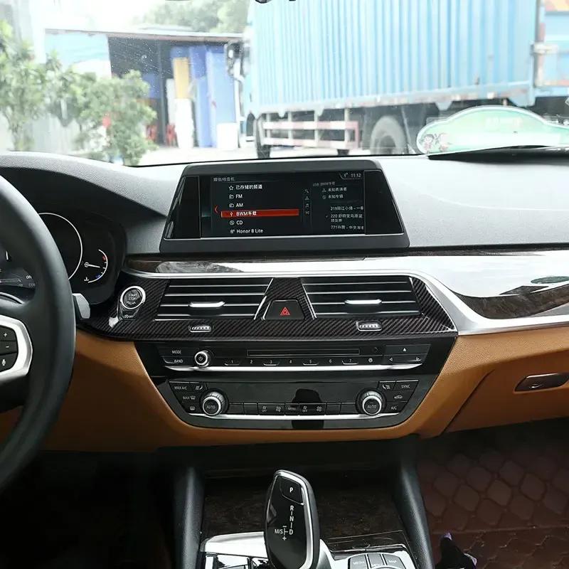 ABS Carbon Fiber Style Car Center Console Air Condition Outlet Vent Frame Cover Trim For BMW 5 Series G30 6GT G32 2018- LHD