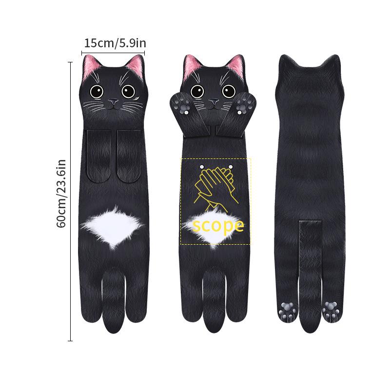 Ultra-Absorbent Cartoon Cat Hand Towel: Double-Layer Microfiber Hanging Cloth