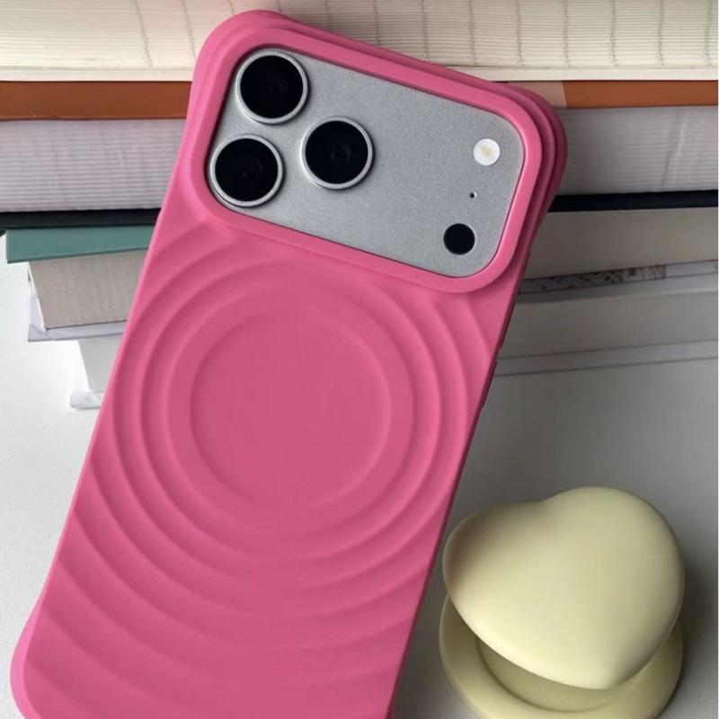 Liquid Silicone Ripple Phone Case For iPhone 17 16 15 14 Pro Max Magnetic Wireless Charge Shockproof Soft Thick Protective Case