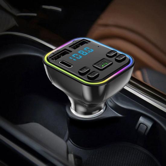 Bluetooth 5.0 Wireless FM Transmitter Adapter Car 2USB PD Charger AUX Hands-Free