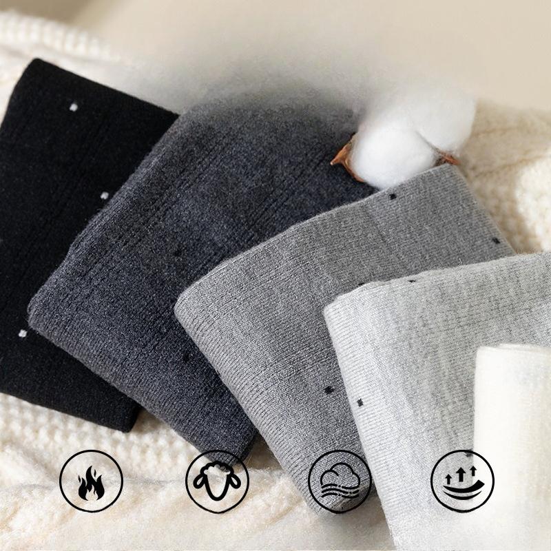 Women's Autumn and Winter Casual Polka Dot Cashmere Striped Socks Warm Women's Mid-calf Socks College Style Paired with Pile Socks