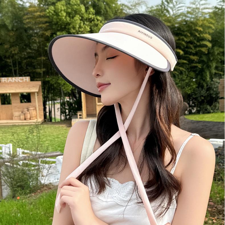 New Summer Women's Hat Ice Silk Large Brim Sun Block Hat UV Protection All Tide Visor Hat Empty Sun Hat
