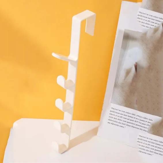 Door Hanger with Vertical Design 5 Hooks White Color Durable Plastic China Manufactured Seller Code GM-uc5x 1 Unit 280mm X 40mm X 3mm Size Factory Pr