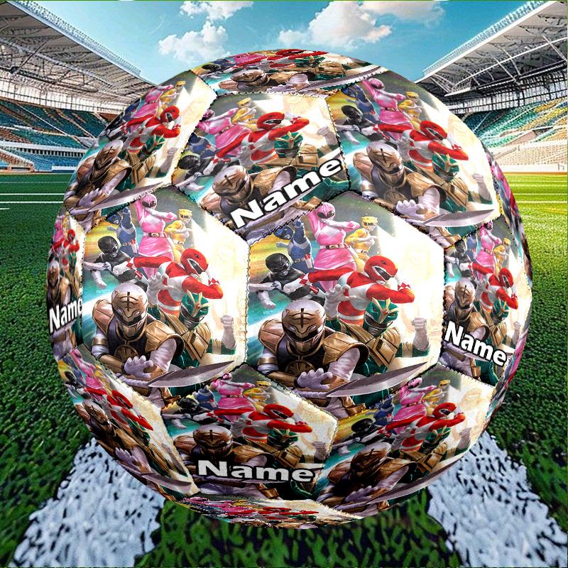 Custom Name Personalized Mighty Morphin Power Rangers-A Print Size 5 Soccer Ball Training & Match Football, for Team, Kicking, Gift for Football Enthu