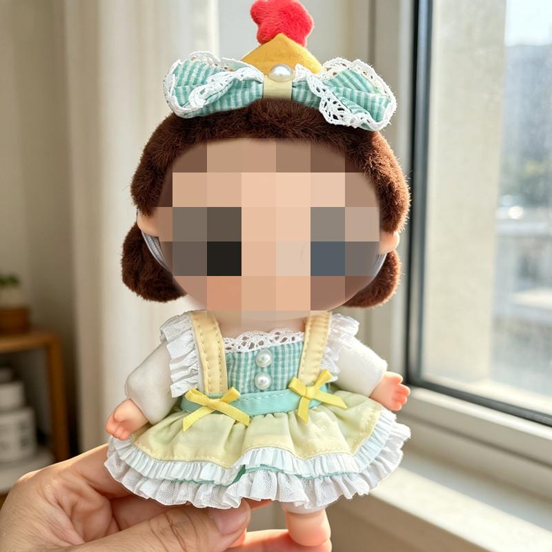 [Cloth Only] Princess Style Clothes for 16CM Plush Dolls , Daisy Overalls Dress, Matte Gauze Skirt.