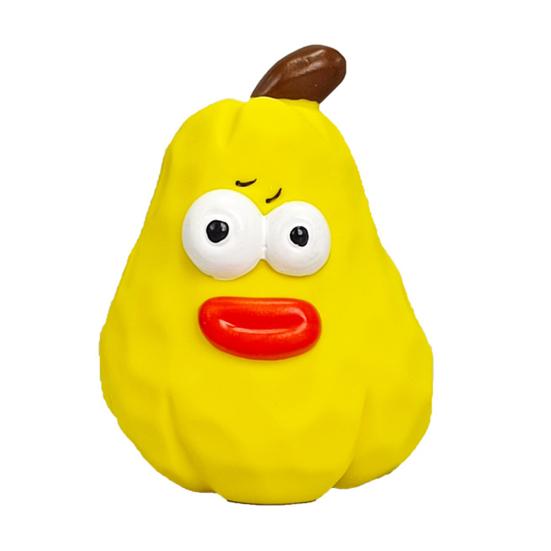 Boredom Relief Pet Toy Squeaky Pear Dog Toy, Latex Chew Anxiety Interactive Fetch Teeth Cleaning for Aggressive Chewers Durable Teething