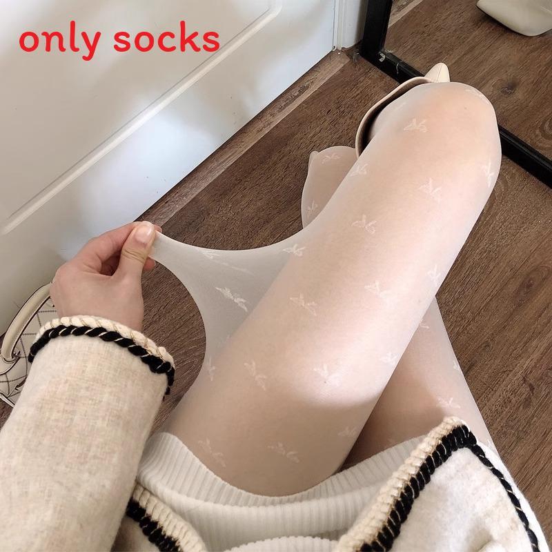 Jk White Stockings For Women With Butterfly Pattern Summer Thin Tights Nightclub Fashion