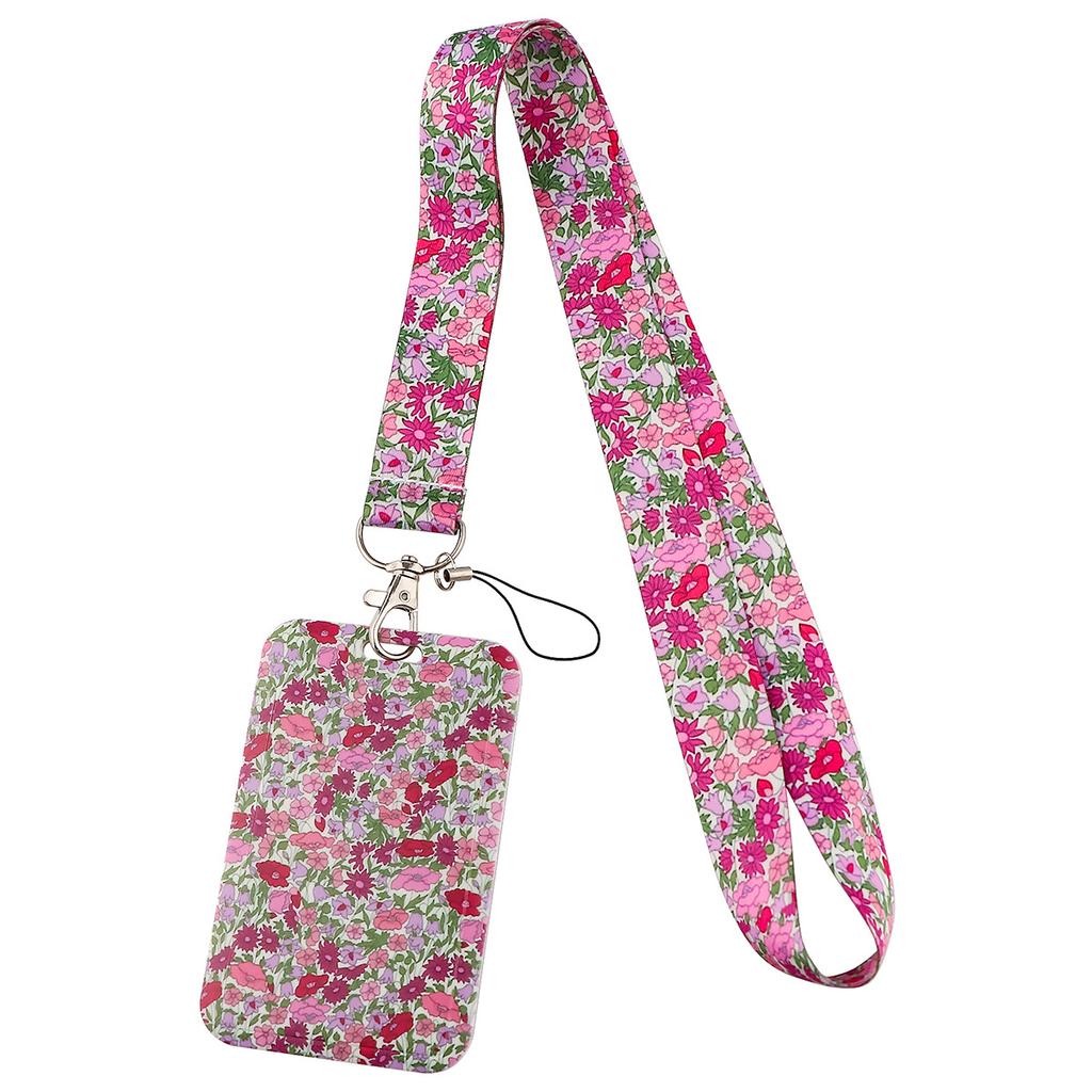 Leopard Print Love Strawberry Mobile Phone Lanyard Card Cover Bus Card Student Card Work Certificate Hard Shell