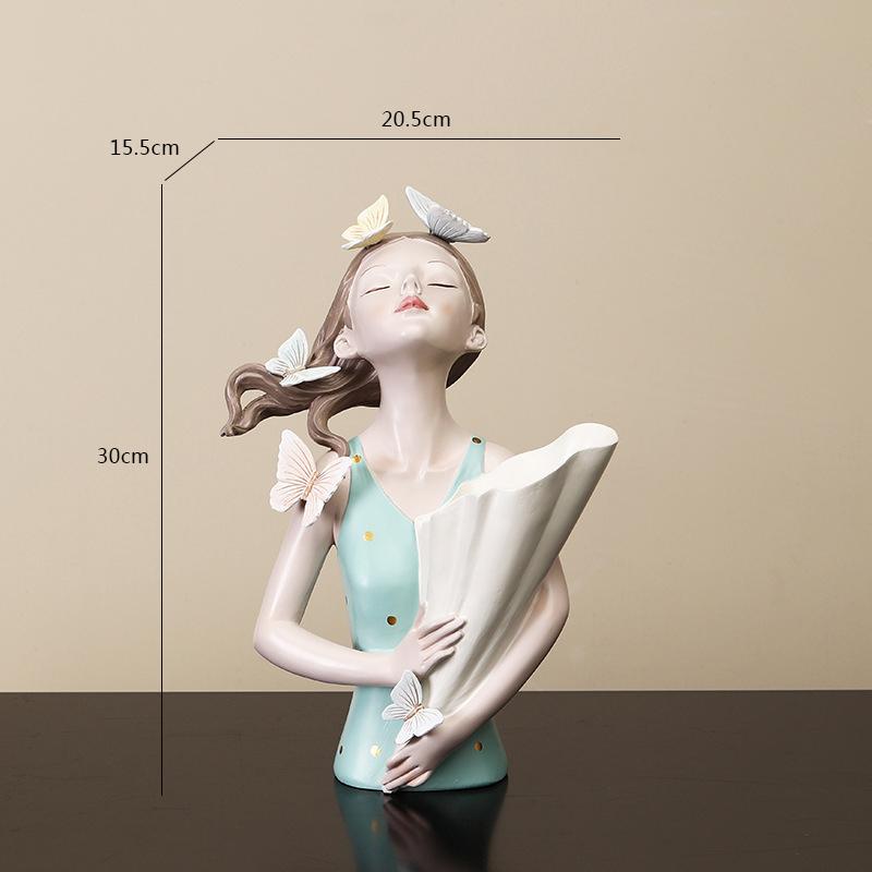 Butterfly Girl Resin Sculpture Character Model Vase Modern Home Decor Living Room Bedroom Countertop Vase Gift Nordic Decor Home