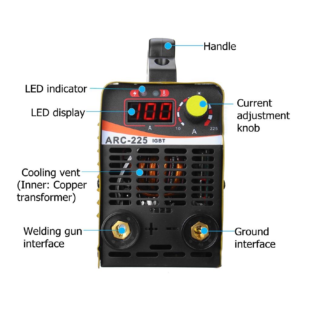 6000W TIG/MMA Electric Welding Machine ARC-225 IGBT Inverter Stick Welder  22.5x10x15cm