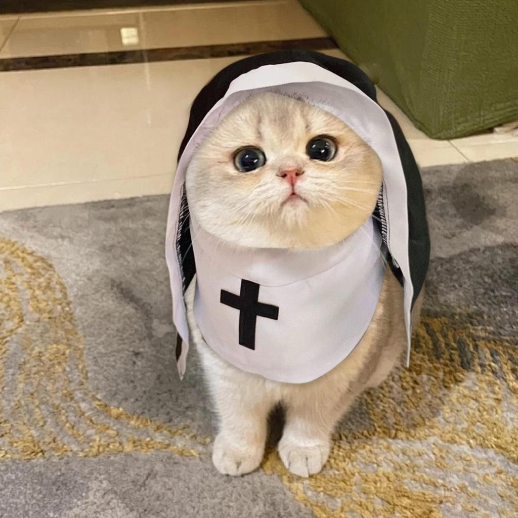 Dog Nun Costume Halloween Costume Parties Supplies For Dog Cats Photoshoots Fun Cosplay Outfits Funny Dog Costume Sister Habit