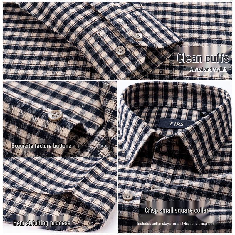 Chemise Décontractée à Carreaux Manches Longues 100% Coton pour Homme FIRS