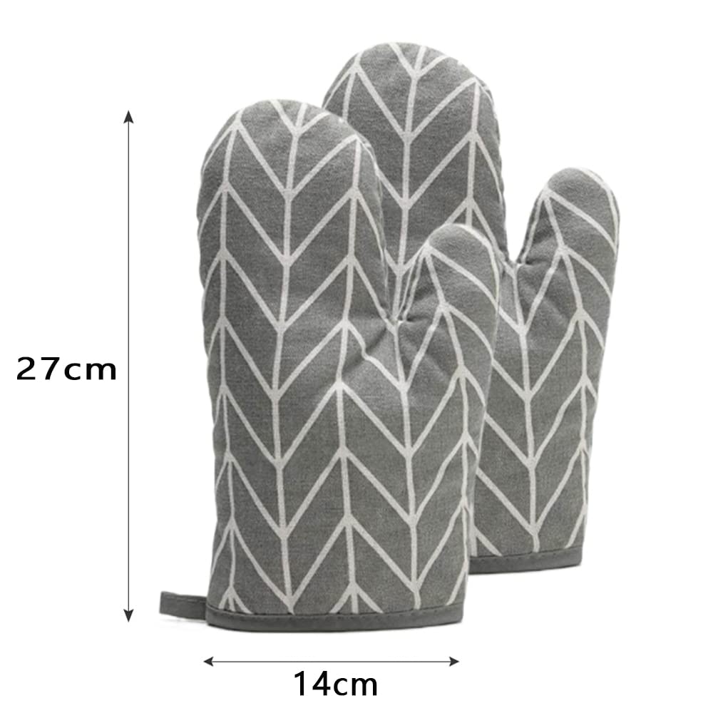 Guantes de cocina y manoplas para horno Samcos para y manoplas flexibles resistentes al calor, antideslizantes para cocinar, barbacoas, hornear, algodón, antiquemaduras (gris)