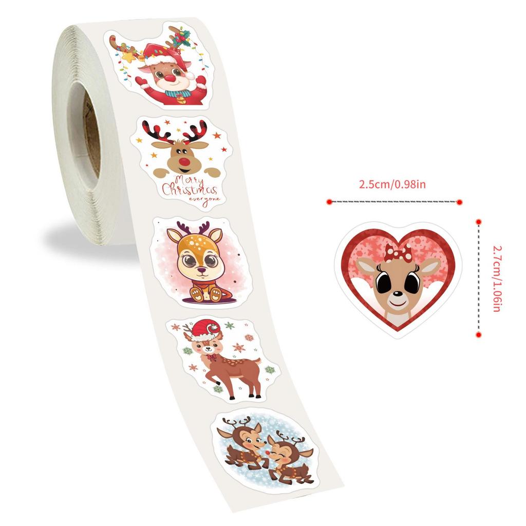 500-Piece Christmas Reindeer Cartoon Stickers for Kids' DIY Projects, Skateboards, Suitcases, and Diaries
