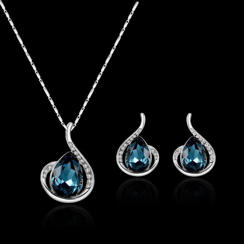 Water Drop Costume Cubic Zirconia Gold-plated Jewelry Set