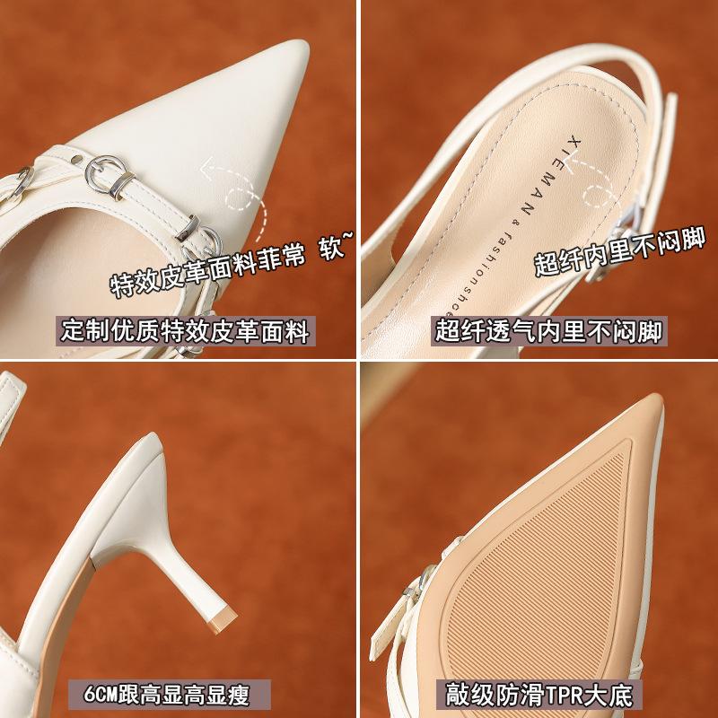 Fashion new beautiful sandals with skirt color thin heels low heels temperament empty shoes women