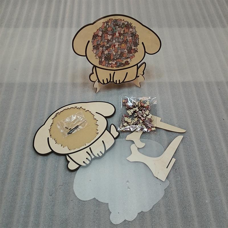 Dog Bear Shaped Puzzle With Animal Shards Wooden Jigsaw Puzzle Unique Irregular Animal Decorations Collectible Gift Challenging