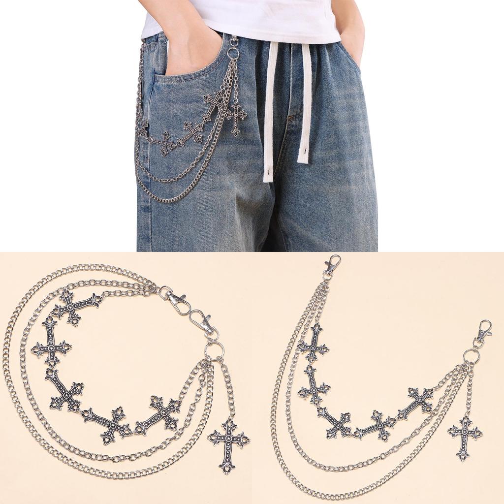 Metal Cross Belt Chain Hip Hop Accessory For Men Women With Lobster Clasp