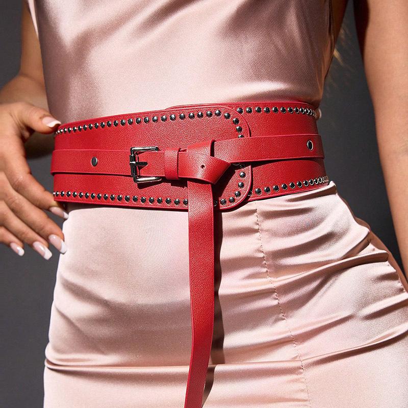 All-match Fashion Casual Women's Waist Seal Rivet Temperament Dress Clothing Accessories Belt Women's Wide Waist Seal