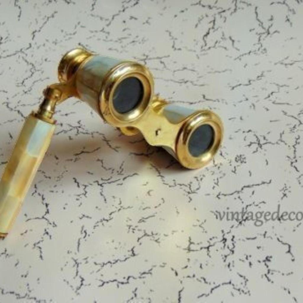 Collectible Antique Old Mother of Pearl Brass Opera Glasses Binoculars New Gift