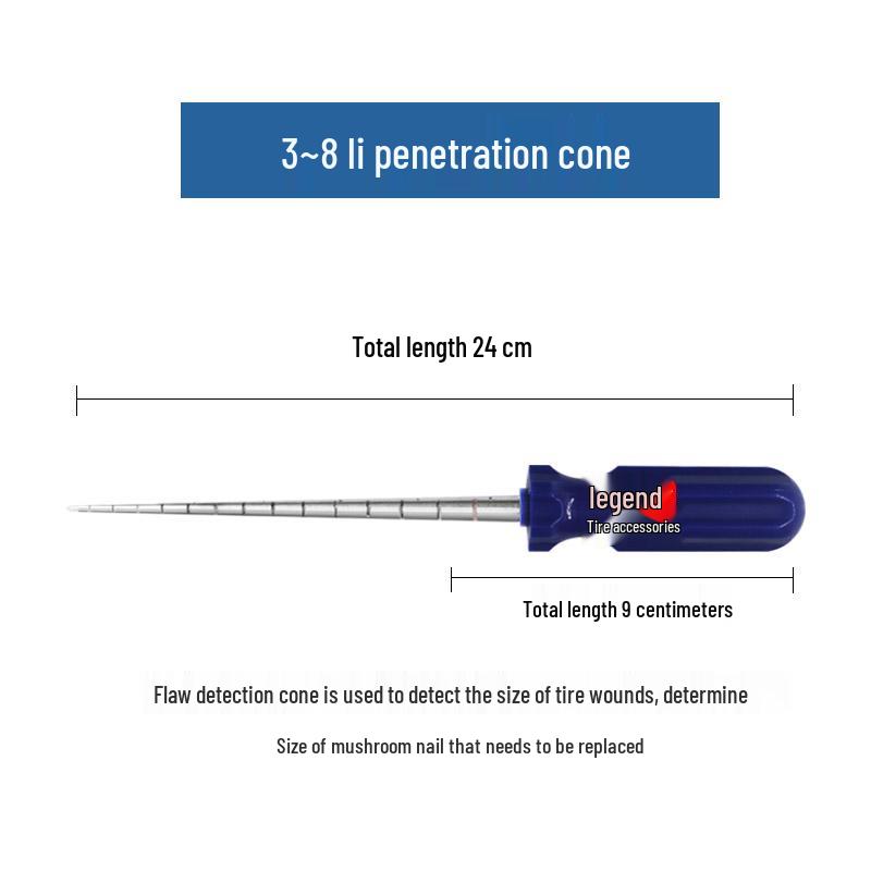 Tire Repair Kit: Spiral Applicator, Wound Detection Probe, Awl, Mushroom Plug Tool