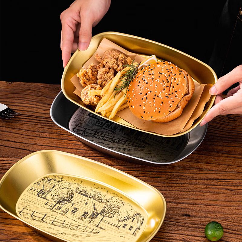 ZISIZ Retro Silver Boat-Shaped 3-Compartment Serving Tray