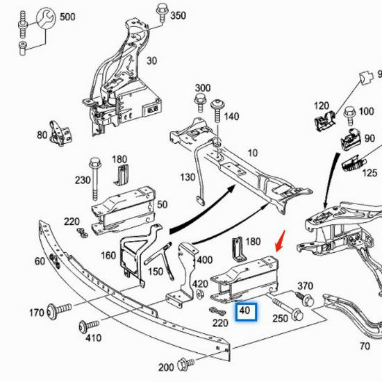 Mercedes-Benz W212 E300 Front Bumper Bracket (2126200595, 2126200695)