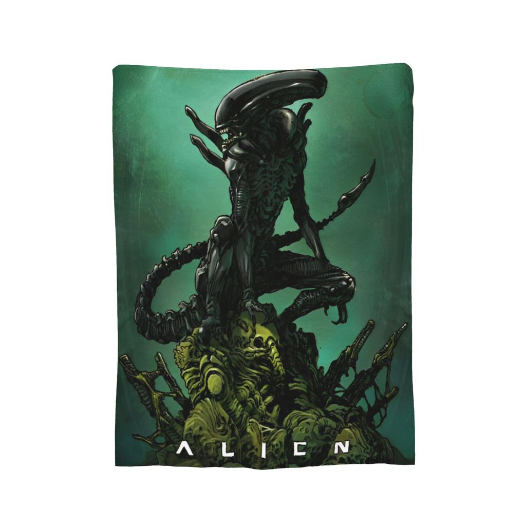 Aliens 45th Anniversary Xenomorph Blanket Coral Fleece Plush Textile Decor Space Multi-function Throw Blanket for Bedding Quilt