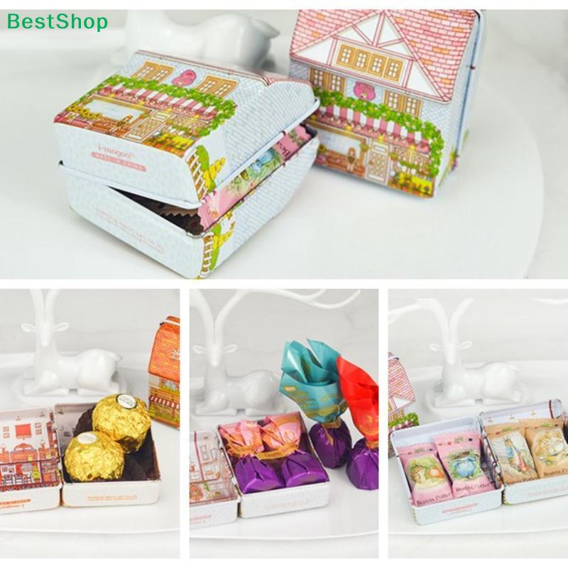 Village Style House Tin Containers – Mini Metal Storage Boxes for Wedding Favors & Party Treats