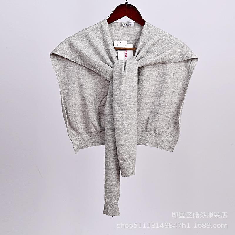 

Узелковая шаль, вязаная однотонная, теплая, с искусственным воротником, женская, универсальная шаль для женщин