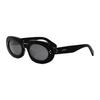 Solid Design Plastic Oval Sunglasses Women Sunglasses Black CL40276U01A
