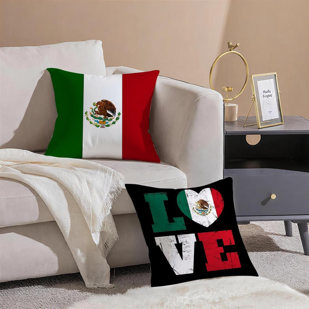 Mexico Mex Flag Cushion Cover Eco-Friendly Odorless Healthy Pillowcase Soft & Comfortable Kid-Safe No Filling