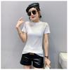 2024 Women's Slim Fit Lace Hollow Diamond Tee - Short-Sleeved, Round Neck Fashion for Spring/Summer