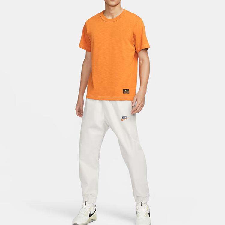 Nike Solid Color Crew Neck Comfortable Pullover Casual Sport Short Sleeve Regular T-Shirt Men Tops Orange FN2646-815