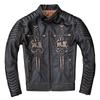Kurtka motocyklowa Vintage w rozmiarze chińskim Czaszka 100% skóra bydlęca Slim Fit męska skórzana kurtka Zniszczona kurtka motocyklowa zimowa M203