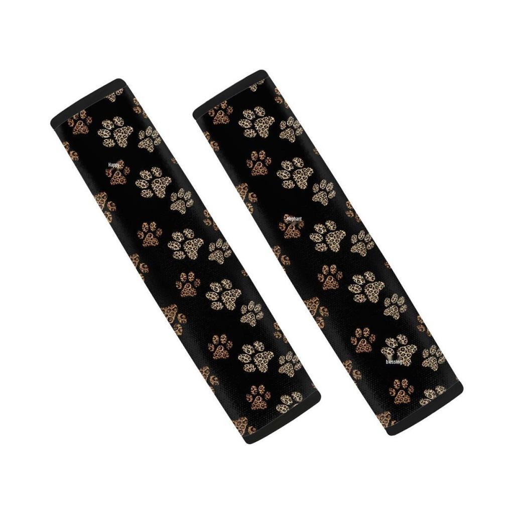 Two-Piece Dog Paw Print Seat Belt Pads for Sedans and SUVs