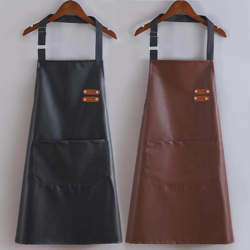 Grembiule in Pelle PU Unisex da Chef da Cucina Barista Barista Tasche Grembiule Barbiere Casalingo Caffetteria Ristorante Giardino Grembiule