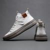 Men's Mid-top Sports and Casual Shoes Men's Boots Winter Warm Leather Shoes Versatile White Sneakers Ankle Boots High Top Shoes