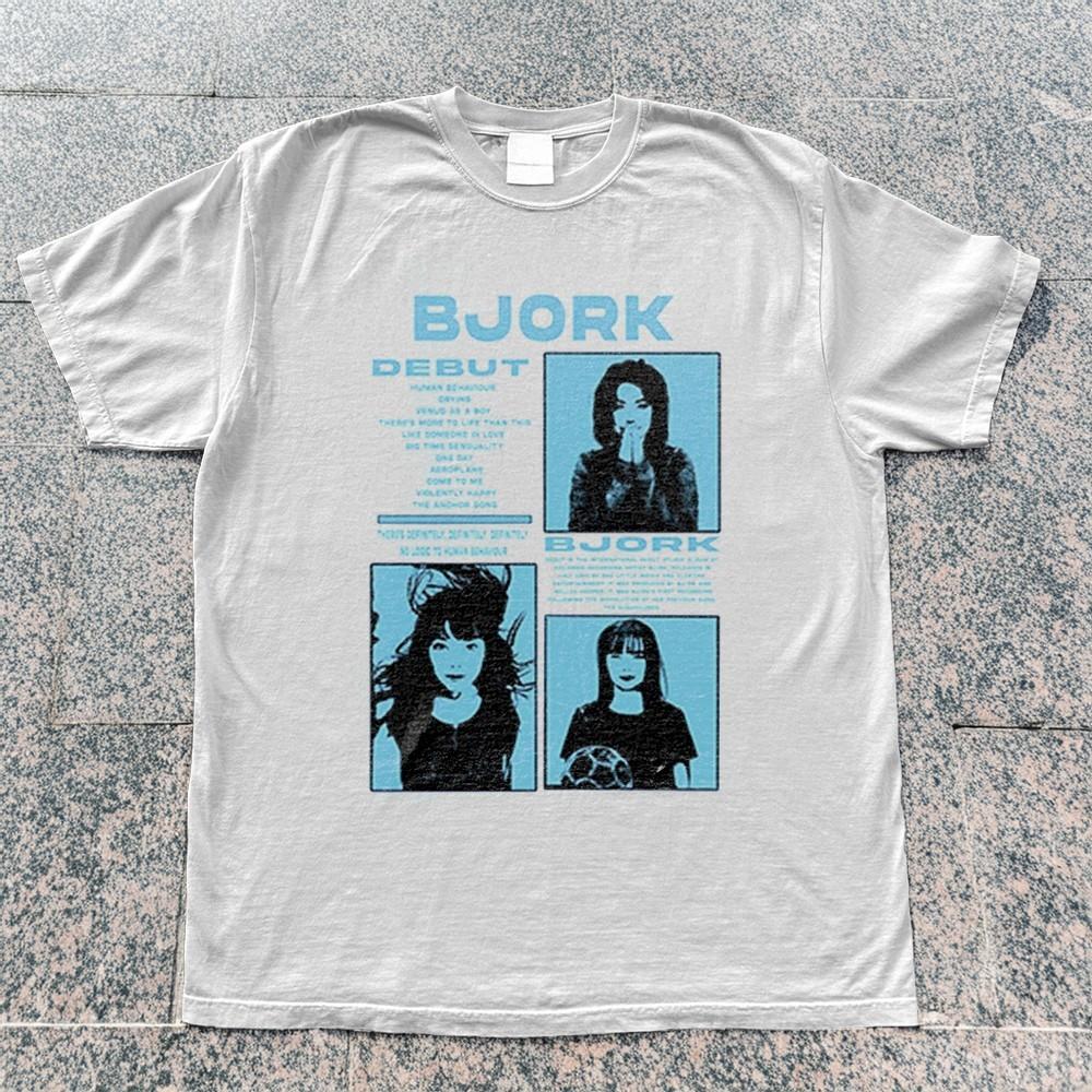 Bjork Debut Album Shirt Retro Bjork Shirt White Cotton Tshirt Unisex T-Shirt S