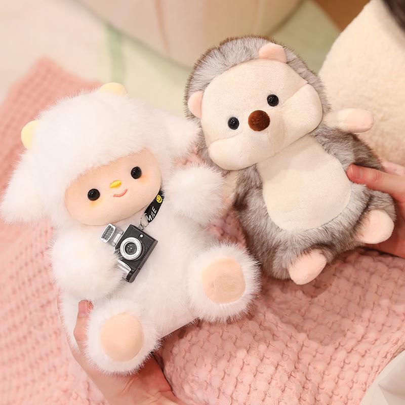 Soft Cute White Sheep Plush Toys Cartoon Animal Bear Hedgehog Doll Baby Stuffed Pillow Sleep Mate Kid Children Christmas Gift