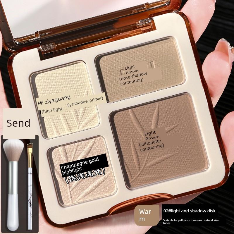 Nana's Same Style Four-Color Highlighter and Contouring All-In-One Palette Matte Brightening Facial Contouring Nose Shadow Blush Comprehensive Palette