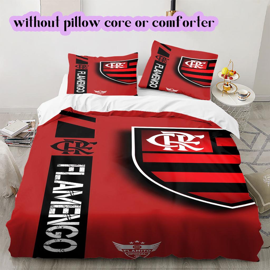 Flamengo football soccer Pattern Bedding,Quilt Set Quilt Cover Pillowcase Home Birthday Gift (1*duvet cover+2*pillowcase,without core)