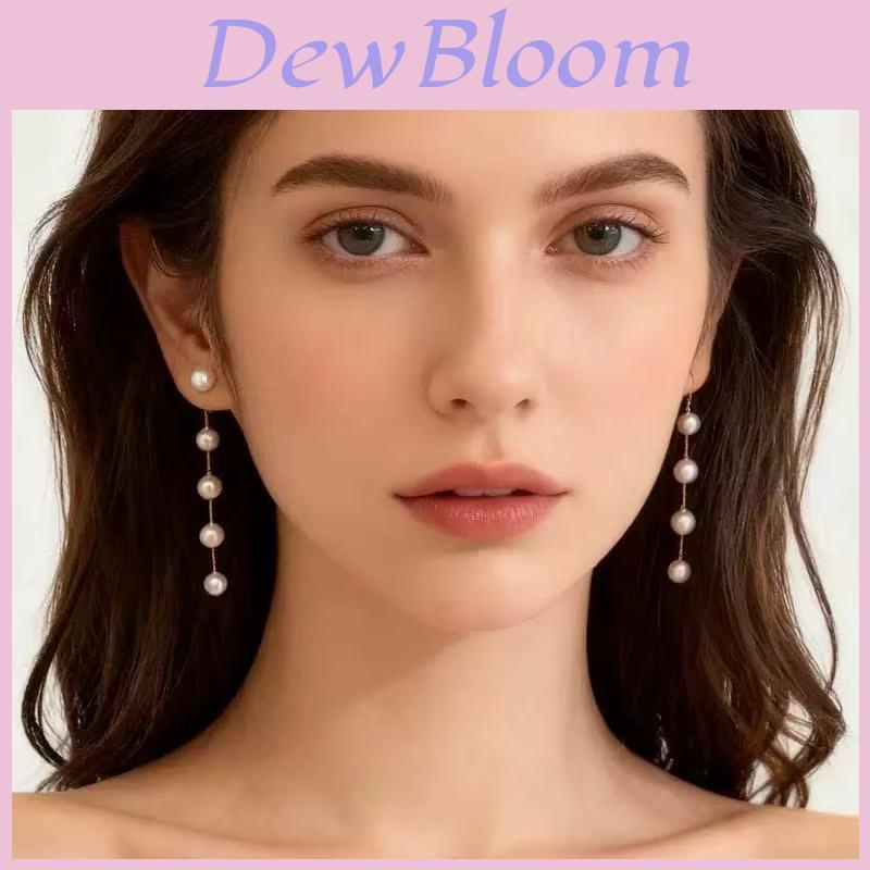 Lightweight French Pearl Necklace And Earring Set With Geometric Design For Elegant Women