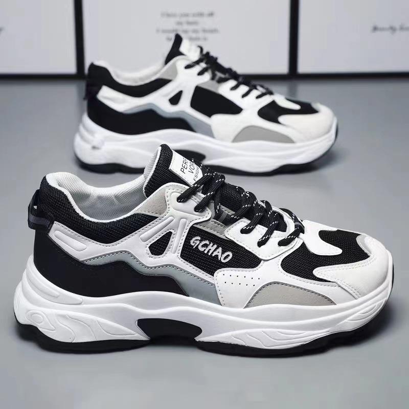 Men's Sneakers Breathable Mesh Sports Leisure Running Shoes Men's Middle School Students All-match Increased White Shoes Tenis