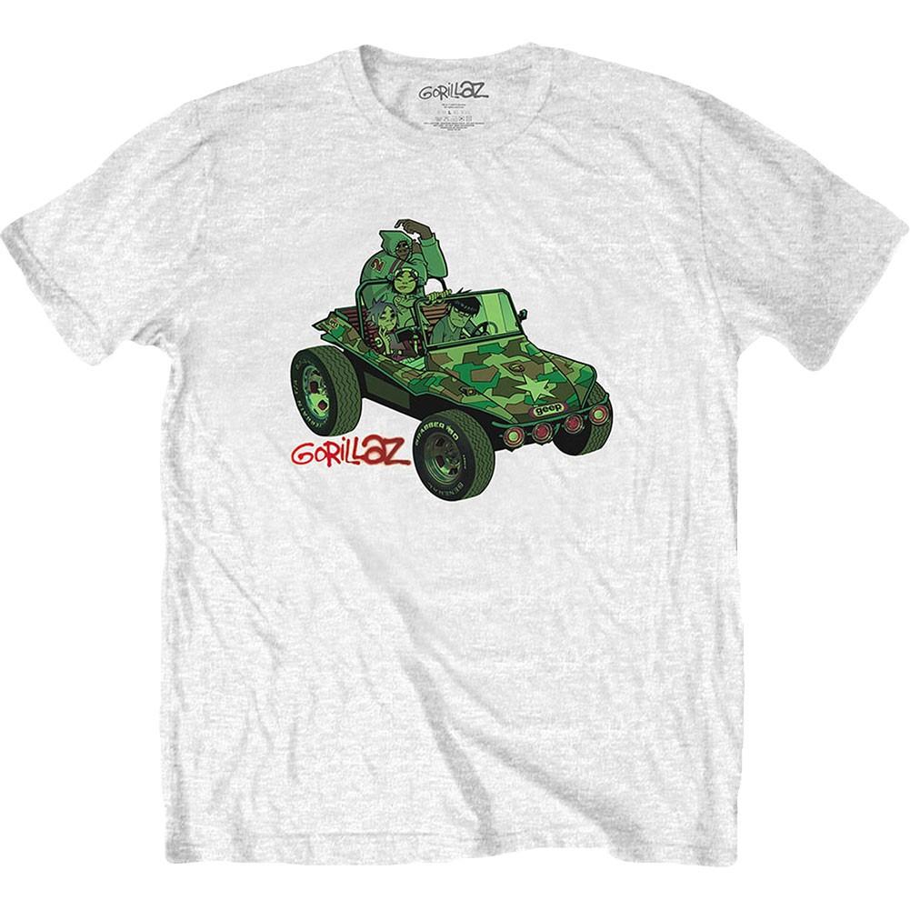 Men s Gorillaz Green Jeep Slim Fit T-shirt Large White S