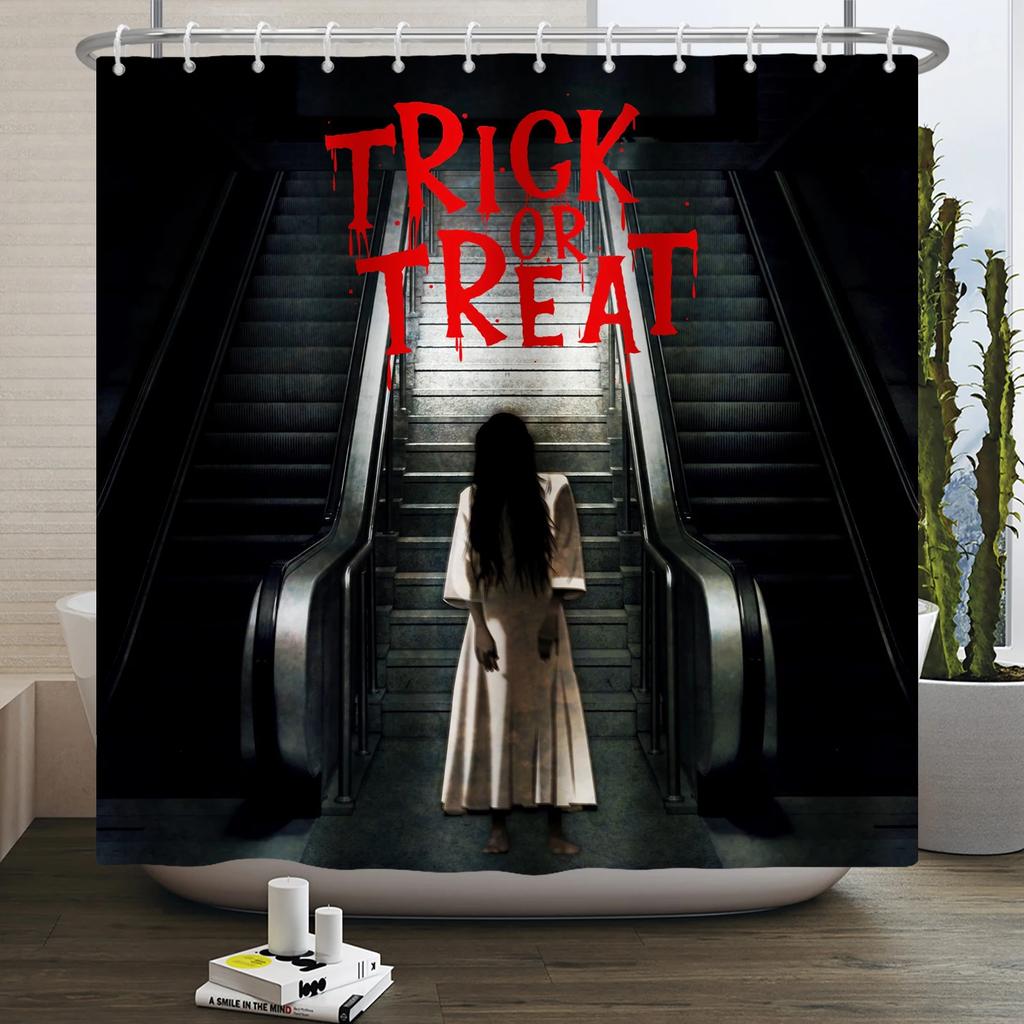 Halloween Shower Curtain Horror Night Bloody Hands Spooky Zombie Skull Scary Halloween Waterproof Bath Bathroom Shower Curtain