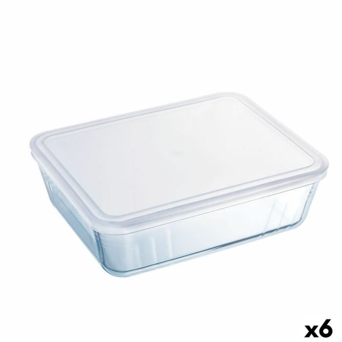 Boîte À Repas Rectangulaire Avec Couvercle Pyrex Cook & Freeze 22,5 X 17,5 X 6,5 Cm 1,5 L Transparent Silicone Verre (6 Unités)