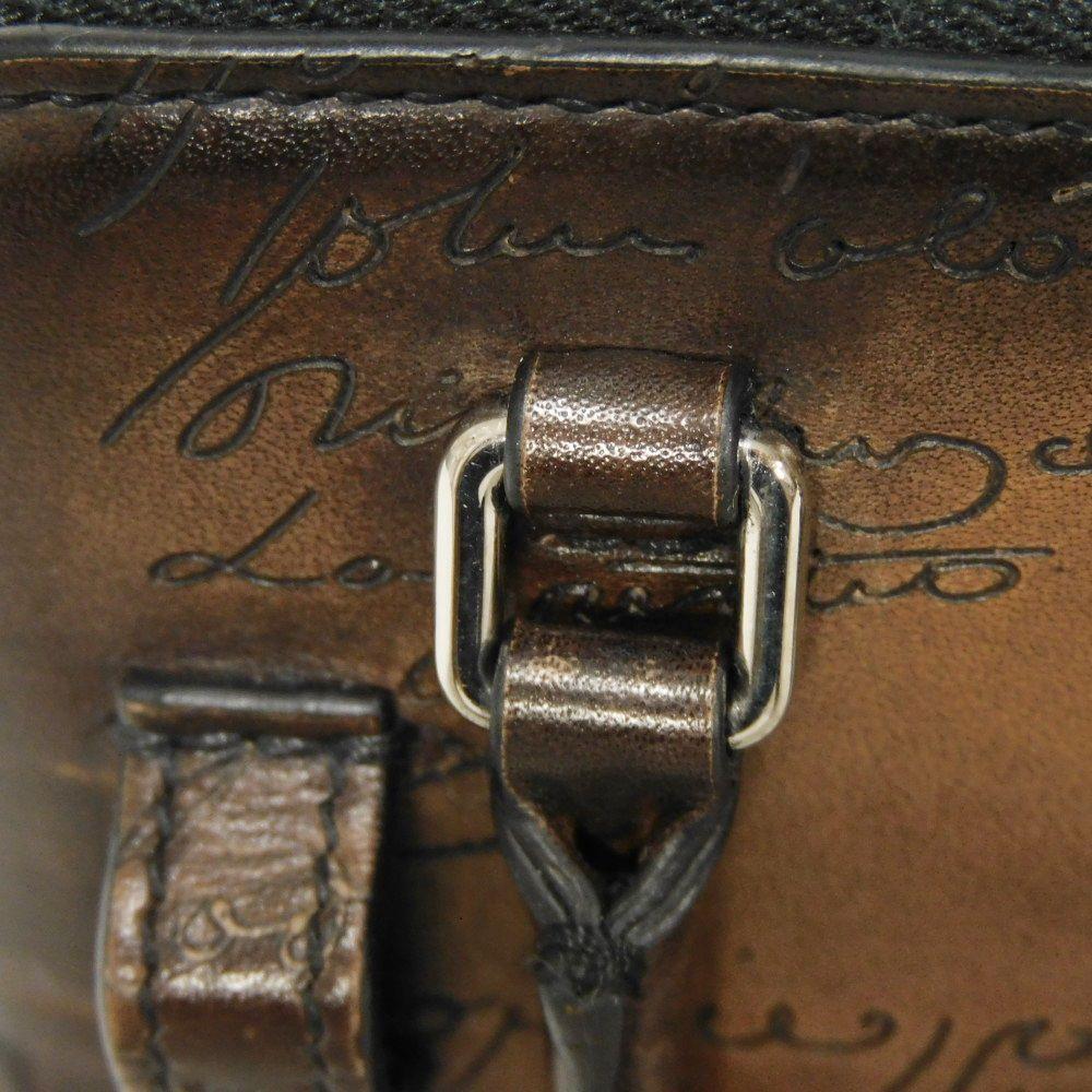 Used Anjou Nano Scritto Leather Pouch 11828 7922 Mini Body Bag/Waist Bag Calligraphy Cacao Men's from Japan AUTHENTIC