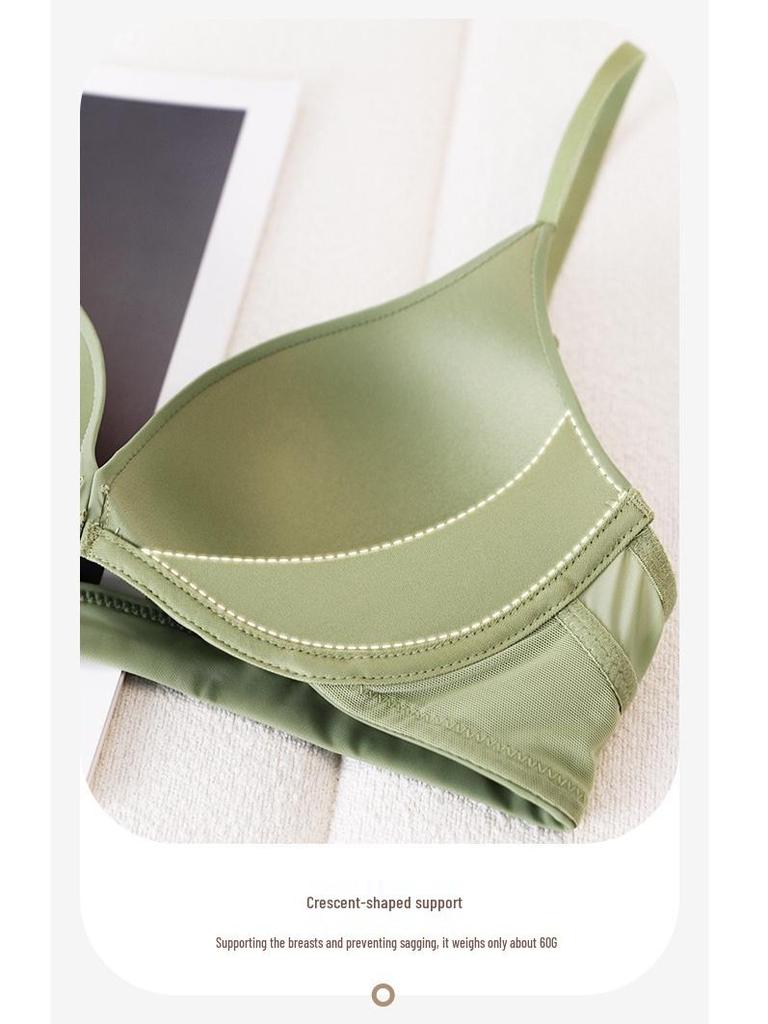 Zhangyou Women's Seamless Front-Buckle Sports Bra for Small Chests - Anti-Sagging, Gathered Design, Minimized Look for Larger Chests